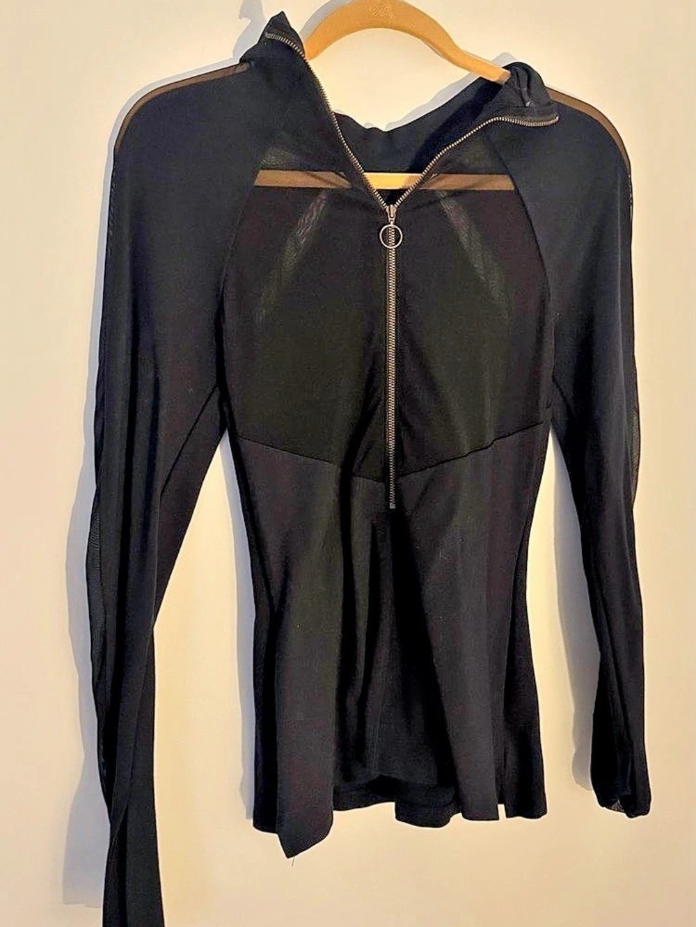 Free people Black Long Sleeve Zip Top